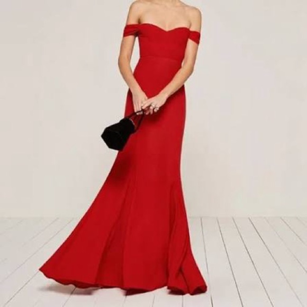 Reformation Gardner Dress in Cherry Red